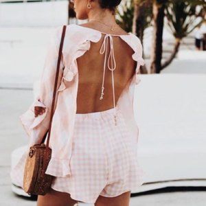 Sabo Skirt Peach Gingham Playsuit